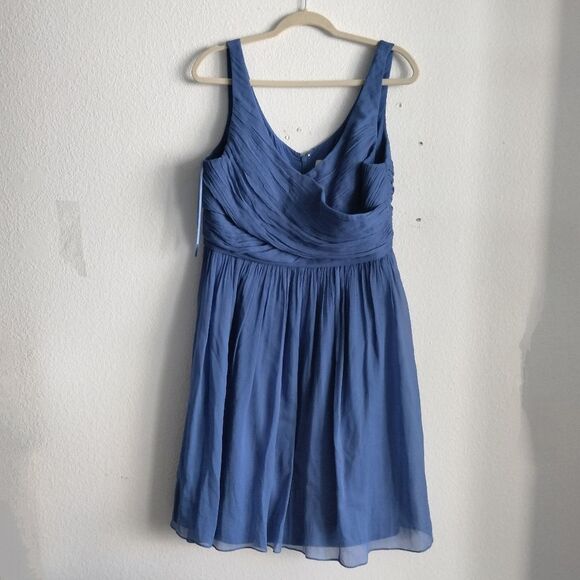 J. CREW Heidi Chiffon Blue Dress Size 16 - Picture 3 of 6
